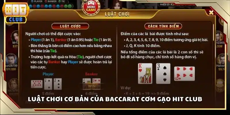 Luật chơi cơ bản của Baccarat Cơm Gạo Hit club